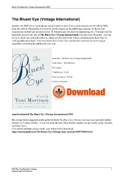 The Bluest Eye (Vintage International)Toni Morrison