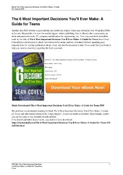 The 6 Most Important Decisions You'll Ever Make: A Guide for TeensSean Covey