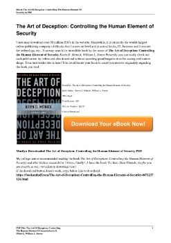 The Art of Deception: Controlling the Human Element of SecurityKevin D. Mitnick, William L. Simon