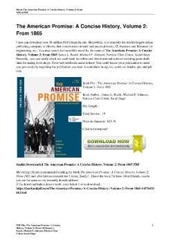 The American Promise: A Concise History, Volume 2: From 1865James L. Roark, Michael P. Johnson, Patricia Cline Cohen, Sarah Stage