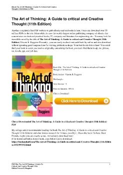 The Art of Thinking: A Guide to critical and Creative Thought (11th Edition)Vincent R. Ruggiero