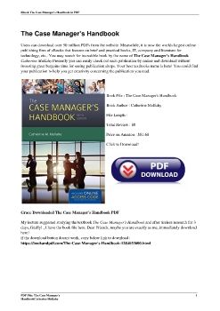 The Case Manager's HandbookCatherine Mullahy