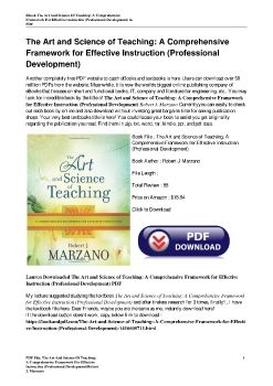 The Art and Science of Teaching: A Comprehensive Framework for Effective Instruction (Professional Development)Robert J. Marzano