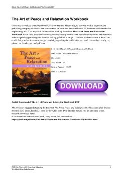 The Art of Peace and Relaxation WorkbookBrian Luke Seaward