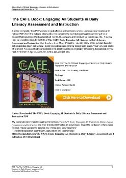 The CAFE Book: Engaging All Students in Daily Literacy Assessment and InstructionGail Boushey, Joan Moser