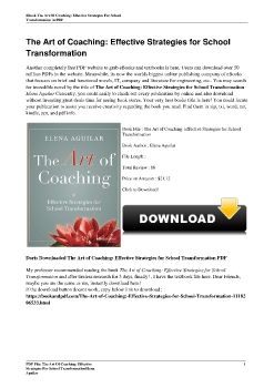 The Art of Coaching: Effective Strategies for School TransformationElena Aguilar