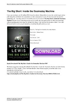 The Big Short: Inside the Doomsday MachineMichael Lewis