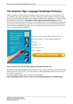 The American Sign Language Handshape DictionaryRichard A. Tennant, Marianne Gluszak Brown