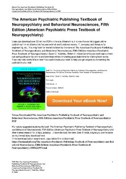 The American Psychiatric Publishing Textbook of Neuropsychiatry and Behavioral Neurosciences, Fifth Edition (American Psychiatric Press Textbook of Neuropsychiatry)Stuart C. Yudofsky, Robert E. Hales