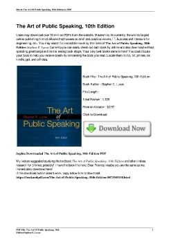 The Art of Public Speaking, 10th EditionStephen E. Lucas