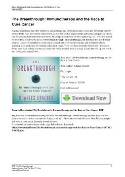 The Breakthrough: Immunotherapy and the Race to Cure CancerCharles Graeber