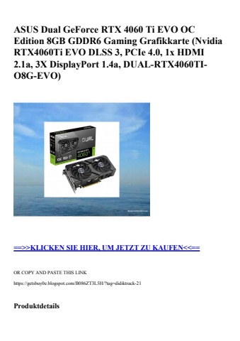 8610 asus dual geforce rtx 4060 ti evo oc edition 8gb gddr6 gaming grafikkarte  nvidia rtx4060ti evo dls