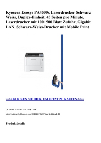 0806 kyocera ecosys pa4500x laserdrucker schwarz weiss  duplex-einheit  45 seiten pro minute  laserdruck