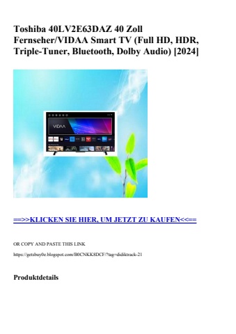 1642 toshiba 40lv2e63daz 40 zoll fernseher vidaa smart tv  full hd  hdr  triple-tuner  bluetooth  dolby