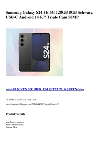 4472 samsung galaxy s24 fe 5g 128gb 8gb schwarz usb-c android 14 6