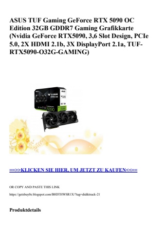 2321 asus tuf gaming geforce rtx 5090 oc edition 32gb gddr7 gaming grafikkarte  nvidia geforce rtx5090