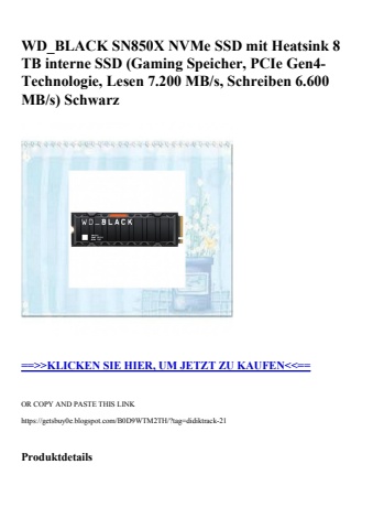 4751 wd_black sn850x nvme ssd mit heatsink 8 tb interne ssd  gaming speicher  pcie gen4-technologie  les