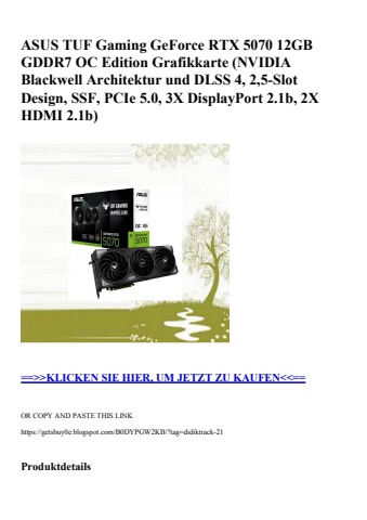 9610 asus tuf gaming geforce rtx 5070 12gb gddr7 oc edition grafikkarte  nvidia blackwell architektur un