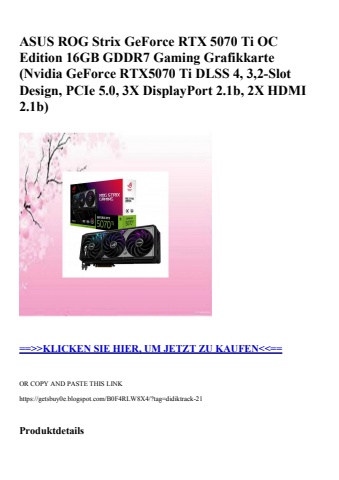 9877 asus rog strix geforce rtx 5070 ti oc edition 16gb gddr7 gaming grafikkarte  nvidia geforce rtx5070