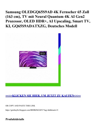 1401 samsung oledgq65s9ad 4k fernseher 65 zoll  163 cm   tv mit neural quantum 4k ai gen2 prozessor  ole