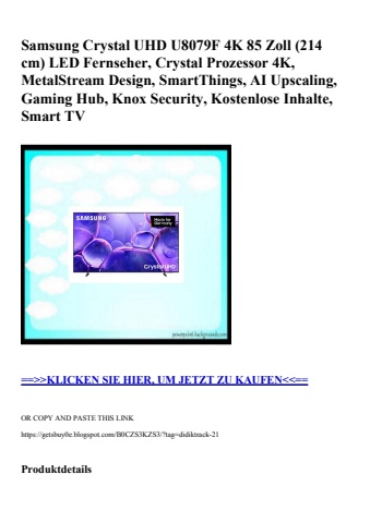 4290 samsung crystal uhd u8079f 4k 85 zoll  214 cm  led fernseher  crystal prozessor 4k  metalstream des