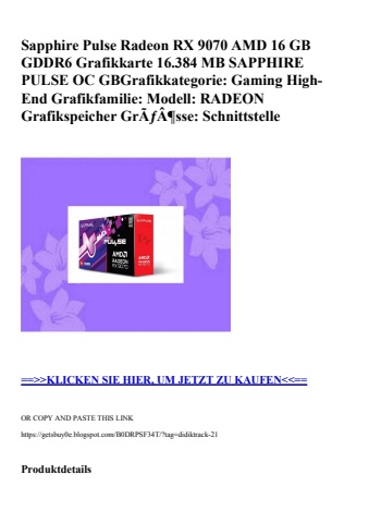 0336 sapphire pulse radeon rx 9070 amd 16 gb gddr6 grafikkarte 16