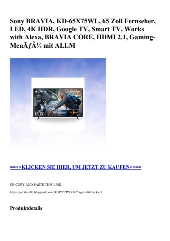0068 sony bravia  kd-65x75wl  65 zoll fernseher  led  4k hdr  google tv  smart tv  works with alexa  bra