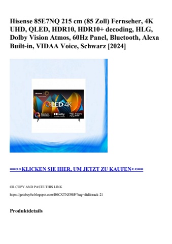 7472 hisense 85e7nq 215 cm  85 zoll  fernseher  4k uhd  qled  hdr10  hdr10  decoding  hlg  dolby vision