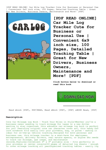 [pdf read online] car mile log tracker cute for business or personal use  convenient 6x9 inch size