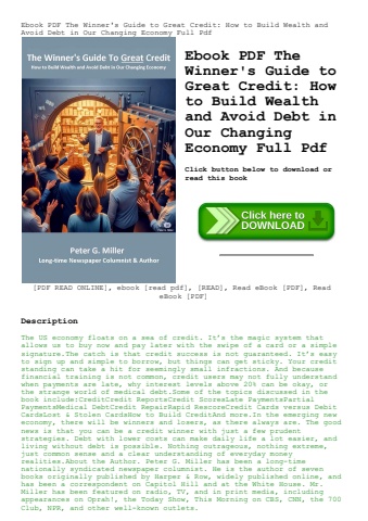 ebook pdf  the winner's guide to great credit how to build wealth and avoid debt in our changing eco