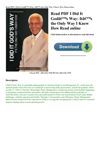 read pdf i did it godã¢â€â™s way itã¢â€â™s the only way i knew how read online