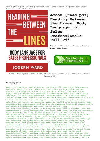 ebook [read pdf] reading between the lines body language for sales professionals full pdf