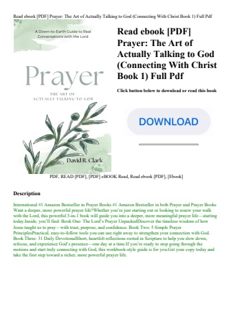 read ebook [pdf] prayer the art of actually talking to god (connecting with christ book 1) full pdf