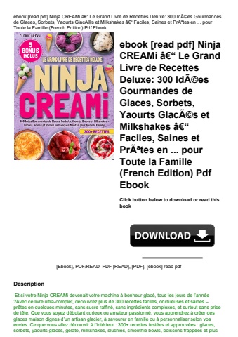 ebook [read pdf] ninja creami ã¢â€â“ le grand livre de recettes deluxe 300 idãƒâ©es gourmandes de gl