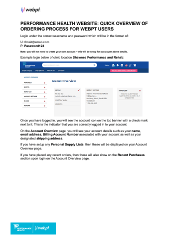 Performance Health | WebPT User Guide 2026