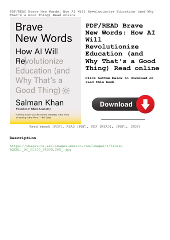 pdfread brave new words how ai will revolutionize education (and why that's a good thing) read onlin