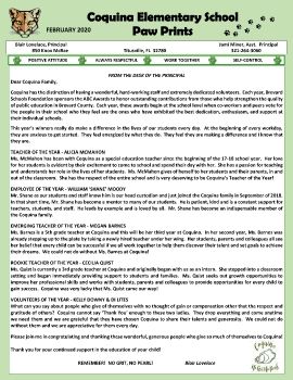 COQUINA FEBRUARY NEWSLETTER 2020