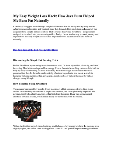My Easy Weight Loss Hack How Java Burn Helped Me