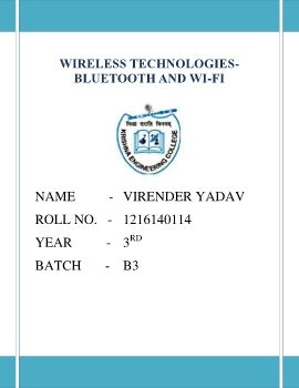 WIRELESS TECHNOLOGIES-   BLUETOOTH AND WI-FI