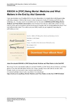 EBOOK in [PDF] Being Mortal: Medicine and What Matters in the End by Atul Gawande