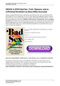 EBOOK in [PDF] Bad Sex: Truth, Pleasure, and an Unfinished Revolution by Nona Willis Aronowitz