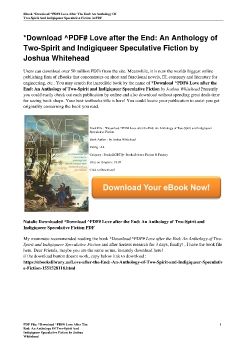 *Download ^PDF# Love after the End: An Anthology of Two-Spirit and Indigiqueer Speculative Fiction by Joshua Whitehead