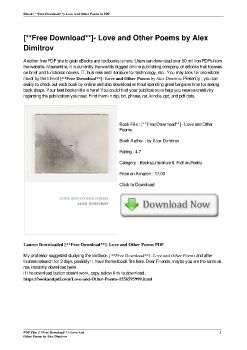 [**Free Download**]- Love and Other Poems by Alex Dimitrov