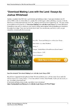 *Download<PDF> Making Love with the Land: Essays by Joshua Whitehead