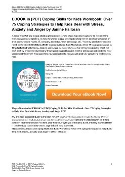 EBOOK in [PDF] Coping Skills for Kids Workbook: Over 75 Coping Strategies to Help Kids Deal with Stress, Anxiety and Anger by Janine Halloran