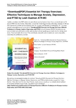 ^Download[PDF] Essential Art Therapy Exercises: Effective Techniques to Manage Anxiety, Depression, and PTSD by Leah Guzman ATR-BC