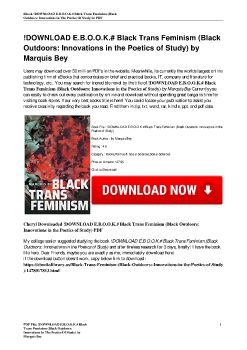 !DOWNLOAD E.B.O.O.K.# Black Trans Feminism (Black Outdoors: Innovations in the Poetics of Study) by Marquis Bey