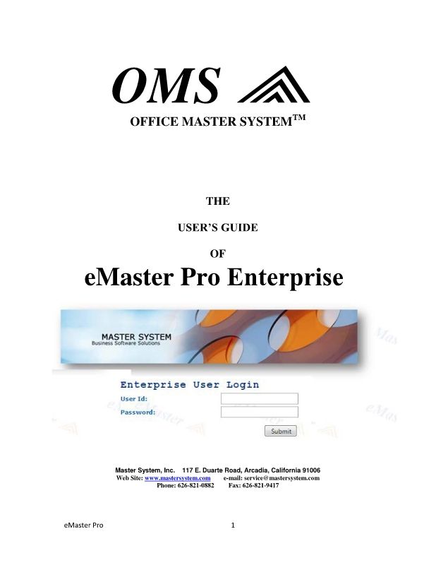 OMS eMastePro Enterprise Overview