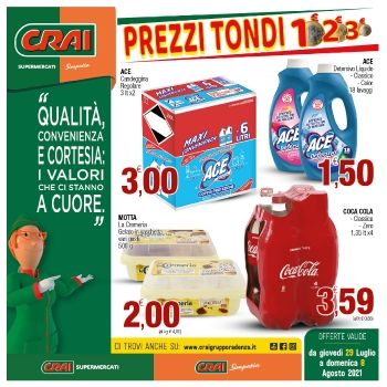 PREZZI TONDI 1€ 2€ 3€ Offerte valide da giovedì 29 luglio a domenica 8 agosto 2021