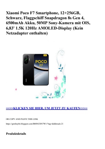 3266 xiaomi poco f7 smartphone  12 256gb  schwarz  flaggschiff snapdragon 8s gen 4  6500mah akku  50mp s